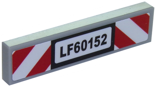 Tile 1 x 4 with 'LF60152' with Red and White Danger Stripes Pattern (Sticker) - Set 60152