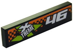 Tile 1 x 4 with '46' and Xtreme Logo Pattern Model Right Side (Sticker) - Set 60146