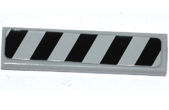 Tile 1 x 4 with Black and Light Bluish Gray Danger Stripes Pattern (Sticker) - Set 75092