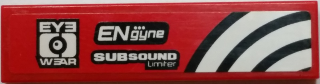 Tile 1 x 4 with 'EYE WEAR', 'ENgyne', 'SUBSOUND Limiter' and White and Black Curved Lines Pattern Model Right Side (Sticker) - Set 8182