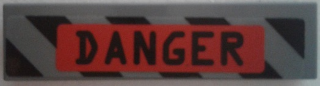 Tile 1 x 4 with 'DANGER' in Red Rectangle and Black Danger Stripes Pattern (Sticker) - Set 70163