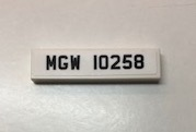 Tile 1 x 4 with Black 'MGW 10258' Pattern (Sticker) - Set 10258