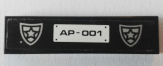 Tile 1 x 4 with Police Badges and 'AP-001' Pattern (Sticker) - Set 8182