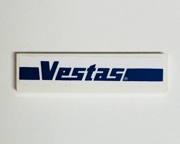 Tile 1 x 4 with Dark Blue Vestas Logo Pattern (Sticker) - Set 9764