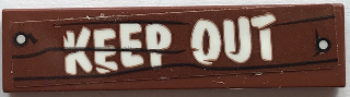 Tile 1 x 4 with Wood Grain, 2 Nails and 'KEEP OUT' Pattern (Sticker) - Set 70907