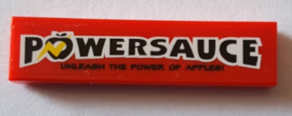 Tile 1 x 4 with 'POWERSAUCE' and 'UNLEASH THE POWER OF APPLES!' Pattern (Sticker) - Set 71016