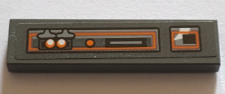 Tile 1 x 4 with Gray and Orange Control Panel Pattern Model Left Side (Sticker) - Set 75144