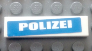 Tile 1 x 4 with White 'POLIZEI' on Blue Background Pattern (Sticker) - Set 7245-2