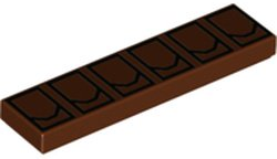 Tile 1 x 4 with 6 Black Utility Pouches Pattern (BrickHeadz Boba Fett Belt)