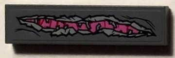 Tile 1 x 4 with Long Rip Exposing Bright Pink Abilisk Skin Pattern (Sticker) - Set 76081