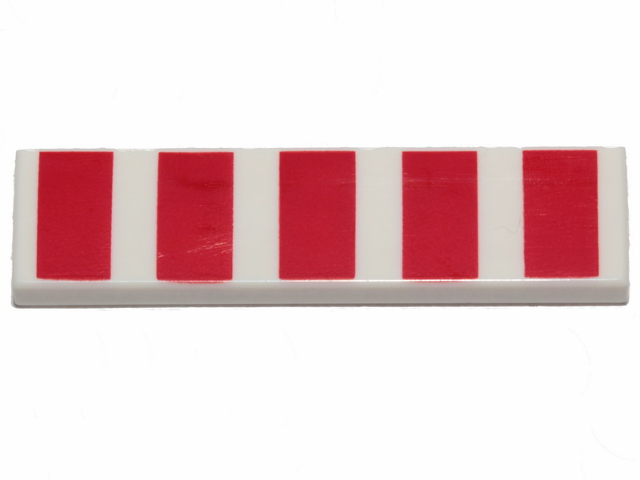 Tile 1 x 4 with 5 Red Wide Stripes Pattern