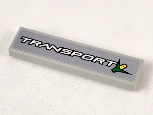 Tile 1 x 4 with White 'TRANSPORT' and Ear of Corn Pattern (Sticker) - Set 60223