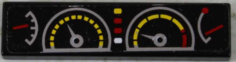 Tile 1 x 4 with Fuel, Temperature, Speed and RPM Gauges Pattern (Sticker) - Set 8458