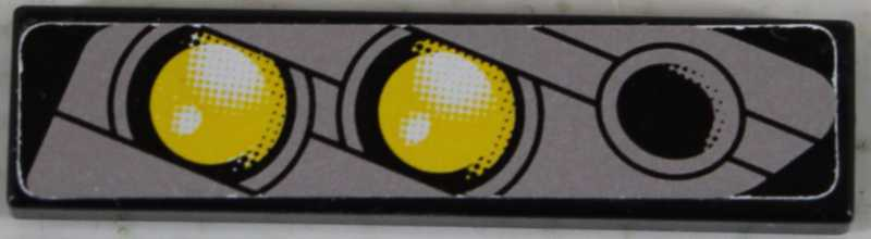 Tile 1 x 4 with Double Yellow Headlight Left Pattern (Sticker) - Set 8458