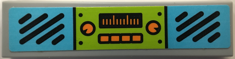 Tile 1 x 4 with Medium Azure Speakers and Orange Controls Pattern (Sticker) - Set 75902