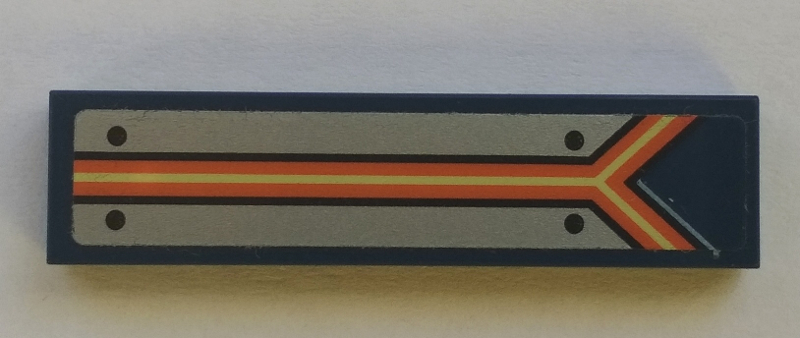 Tile 1 x 4 with Orange and Yellow Lines Pattern (Sticker) - Set 70327