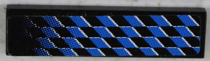 Tile 1 x 4 with Fading Blue Checkered Pattern Left (Sticker) - Set 8458