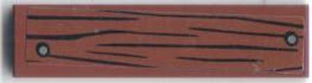 Tile 1 x 4 with Wood Grain and 2 Dark Bluish Gray Nails on Reddish Brown Background Pattern (Sticker) - Set 60071