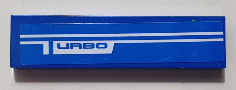 Tile 1 x 4 with 'TURBO' and White Stripes Pattern (Sticker) - Set 8154