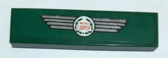 Tile 1 x 4 with Red, Silver, and White 'MINI COOPER' Logo Pattern (Sticker) - Set 10242
