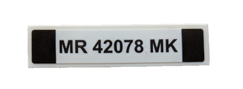 Tile 1 x 4 with Black 'MR 42078 MK' Pattern (Sticker) - Set 42078