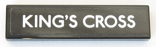 Tile 1 x 4 with White 'KING'S CROSS' on Black Background Pattern (Sticker) - Set 75955