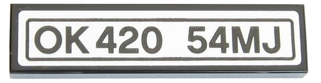 Tile 1 x 4 with 'OK420 54MJ' Pattern (Sticker) - Set 42054