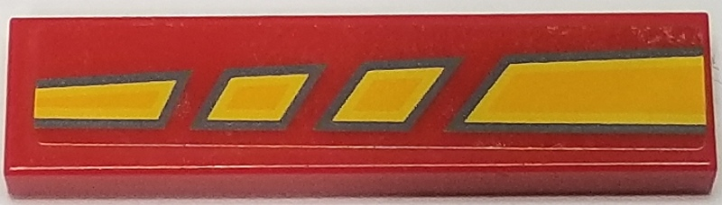 Tile 1 x 4 with Bright Light Orange and Dark Bluish Gray Tapered and Broken Lines Pattern Model Right Side (Sticker) - Set 10200