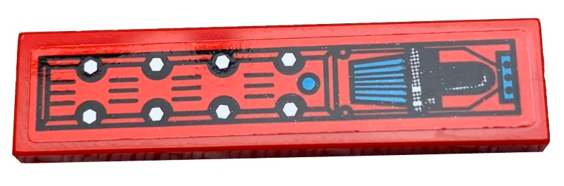 Tile 1 x 4 with Engine on Red Background Pattern (Sticker) - Set 42073