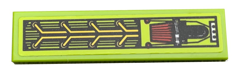 Tile 1 x 4 with Engine on Lime Background Pattern (Sticker) - Set 42072