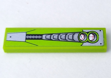 Tile 1 x 4 with Air Vents and Two Gauges on Lime Background Pattern Model Left Side (Sticker) - Set 8863