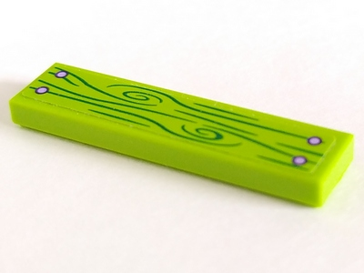 Tile 1 x 4 with Green Wood Grain and 4 Screws Pattern (Sticker) - Set 41335