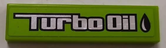 Tile 1 x 4 with Silver 'Turbo Oil' Pattern (Sticker) - Set 8496