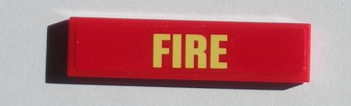 Tile 1 x 4 with 'FIRE' on Red Background Pattern (Sticker) - Set 60214