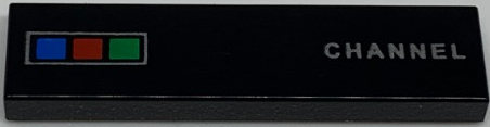 Tile 1 x 4 with Blue, Red and Green Buttons and 'CHANNEL' Pattern