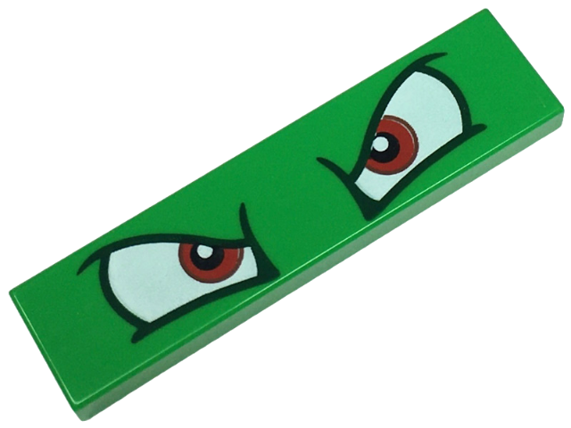 Tile 1 x 4 with Angry Red and White Eyes Pattern (Super Mario Bowser)