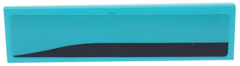 Tile 1 x 4 with Black Stripe on Medium Azure Background Pattern Model Right Side (Sticker) - Set 76898