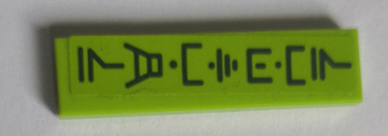 Tile 1 x 4 with Black Ninjago Logogram 'NEWTOWN' on Lime Background Pattern (Sticker) - Set 70607