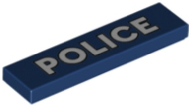 Tile 1 x 4 with White 'POLICE' with Black Outline Pattern