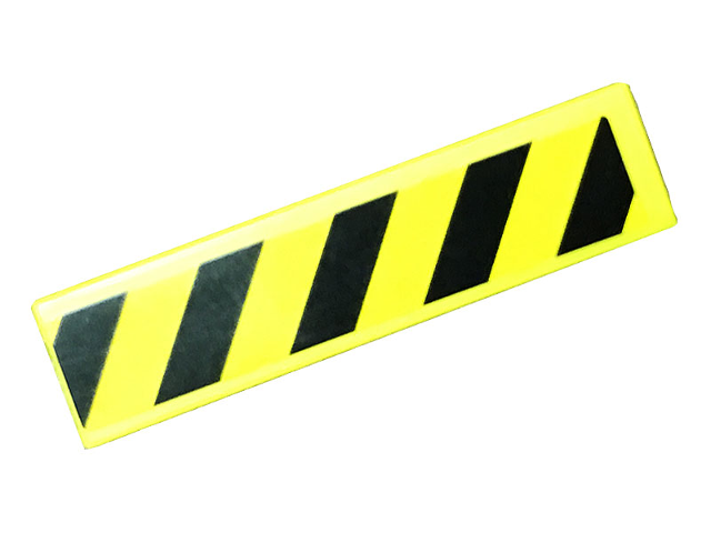 Tile 1 x 4 with Black and Yellow Danger Stripes (Yellow Corners) Pattern (Sticker) - Set 75931