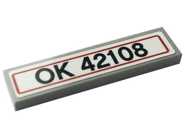 Tile 1 x 4 with 'OK 42108' Pattern (Sticker) - Set 42108