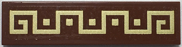 Tile 1 x 4 with Gold Geometric Spiral and Squares Pattern (Sticker) - Set 70657