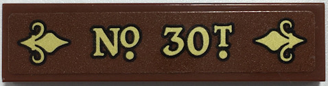 Tile 1 x 4 with Gold 'No 30T' Pattern (Sticker) - Set 70430