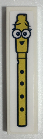 Tile 1 x 4 with Gold Recorder Flute with Face Pattern (Sticker) - Set 41252