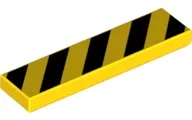 Tile 1 x 4 with 5 Black Danger Stripes (No Black Corners) Pattern