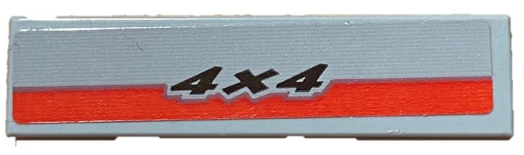 Tile 1 x 4 with Black '4x4' and Red Stripe Pattern  (Sticker) - Set 60240