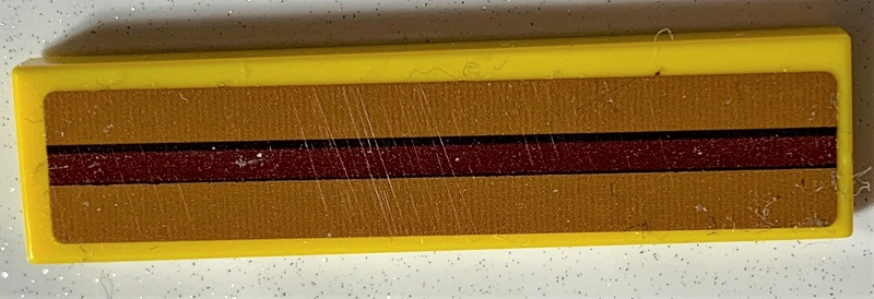 Tile 1 x 4 with Dark Brown Stripe on Medium Nougat Background Pattern (Sticker) - Set 75978