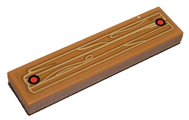 Tile 1 x 4 with Wood Grain and 2 Red Nails Pattern (Sticker) - Set 41378