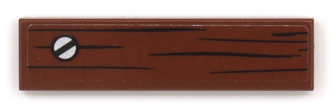 Tile 1 x 4 with Wood Grain and Silver Slotted Screw Pattern (Sticker) - Set 70655