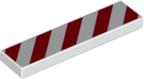 Tile 1 x 4 with Red and White Danger Stripes (White Corners) Pattern